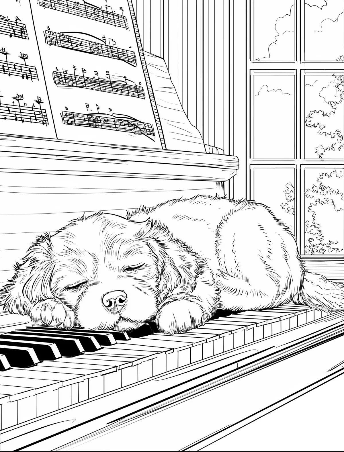 Dog coloring book page from PAWS interactive coloring book