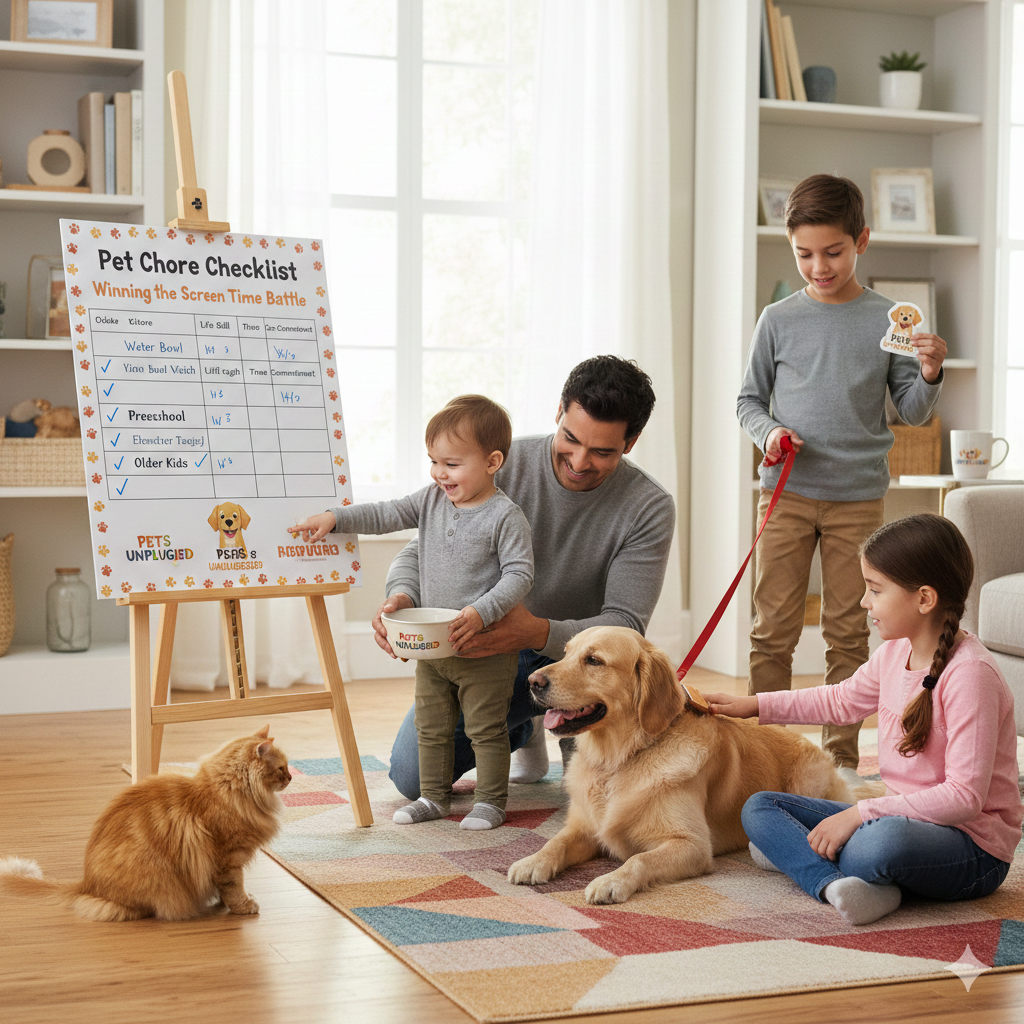 Winning the Screen Time Battle: A Pet Chore Checklist That Turns Chores into Fun
